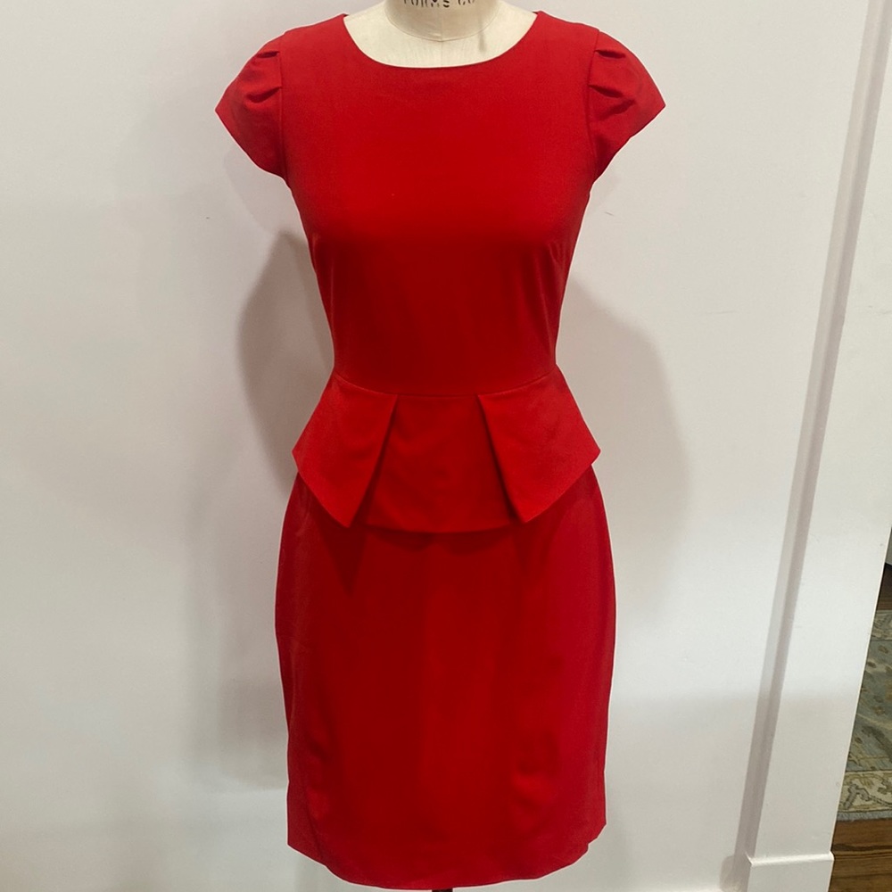 J.Crew red stretch wool pencil dress size 00